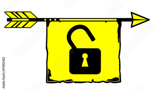 cadenas ouvert sur flèche indienne jaune