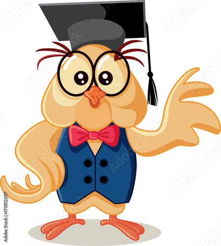 Cute Owl with Graduation Cap Vector Cartoon