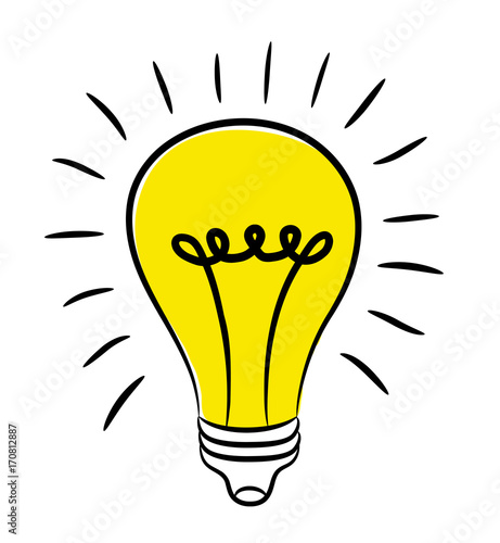 Lightbulb - creative sketch draw vector illustration. Electric lamp logo sign. Business idea concept.