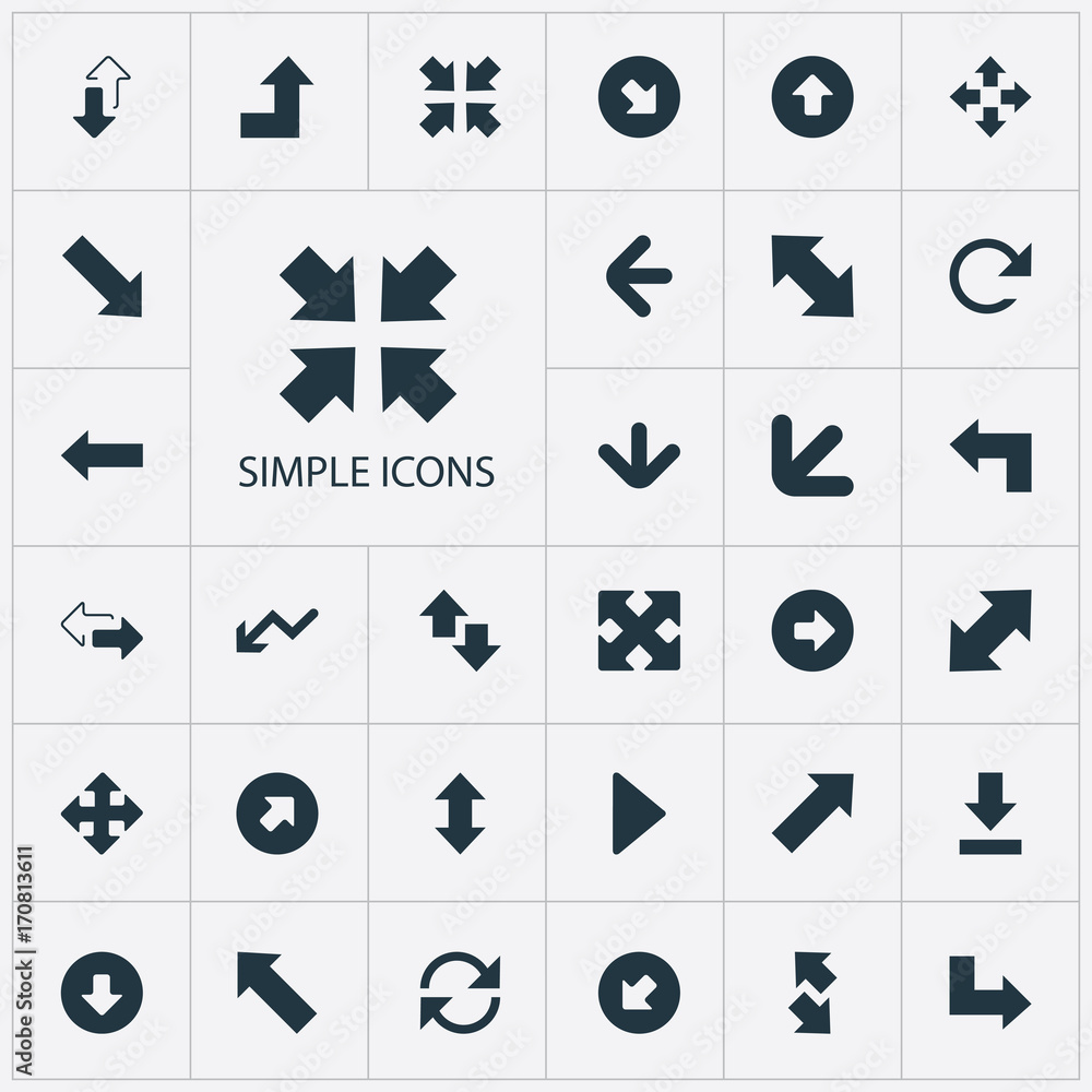 Vector Illustration Set Of Simple Indicator Icons. Elements Left