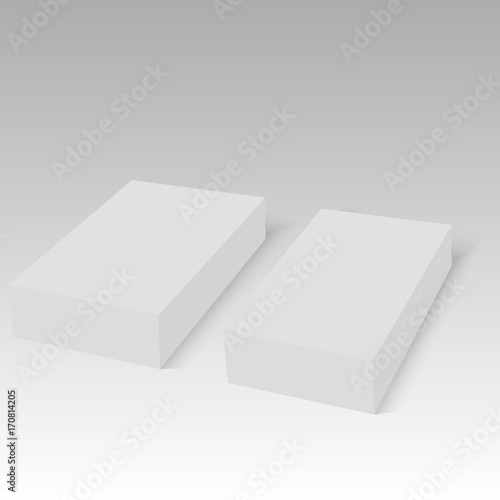 Stack of blank business card with soft shadows. Vector.