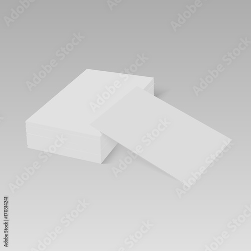 Stack of blank business card with soft shadows. Vector.