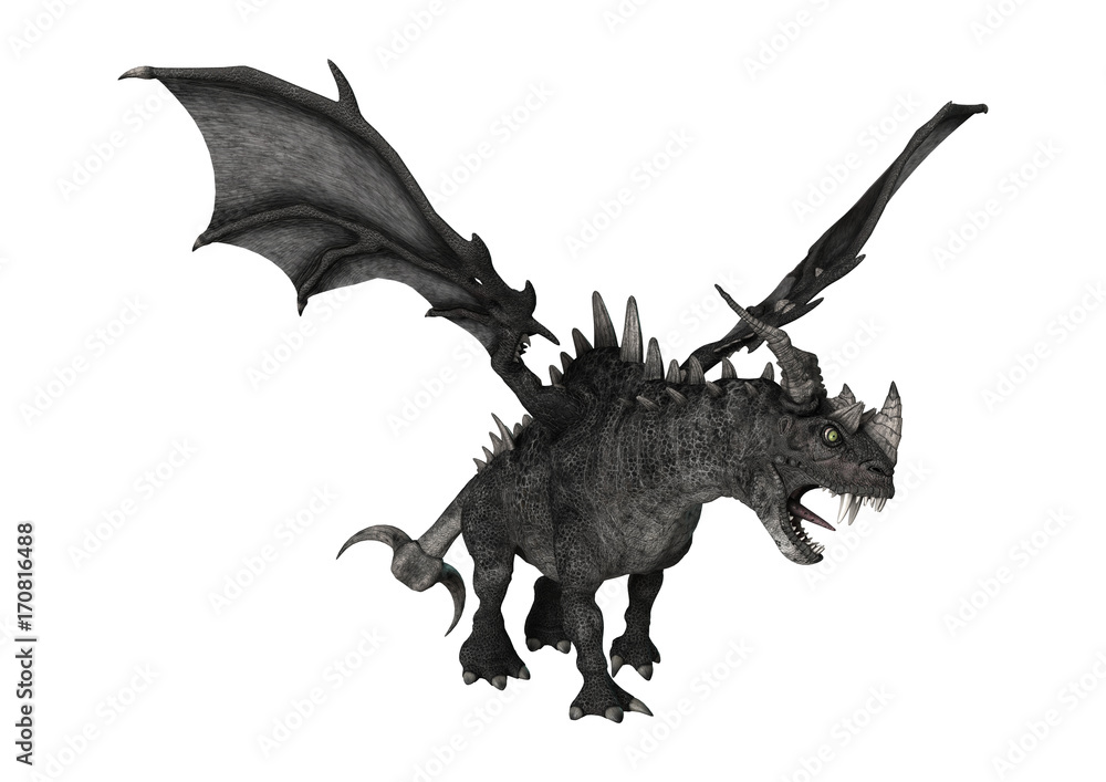 Fototapeta premium 3D Rendering Fantasy Dragon on White