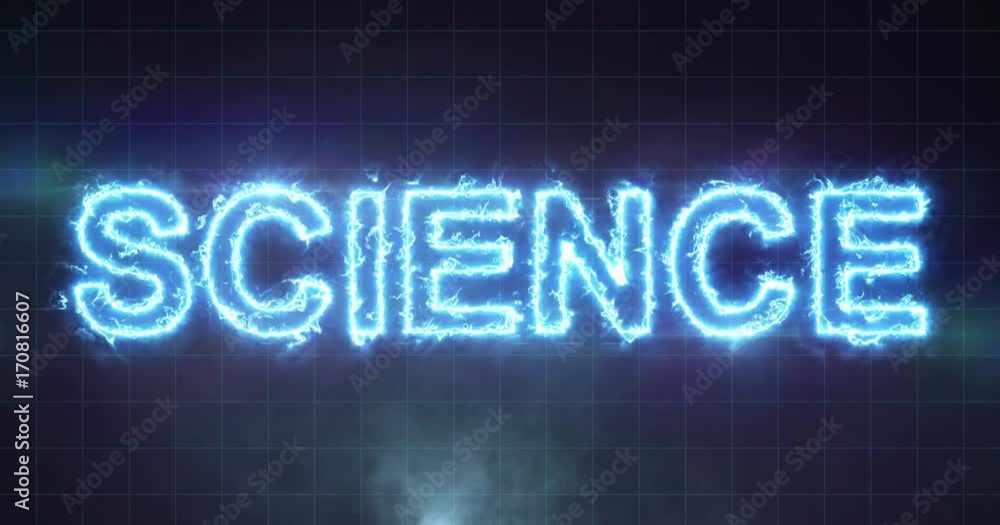 Electric lightning Science word on black background in 4k Electric lightning Science word on black background in 4k
