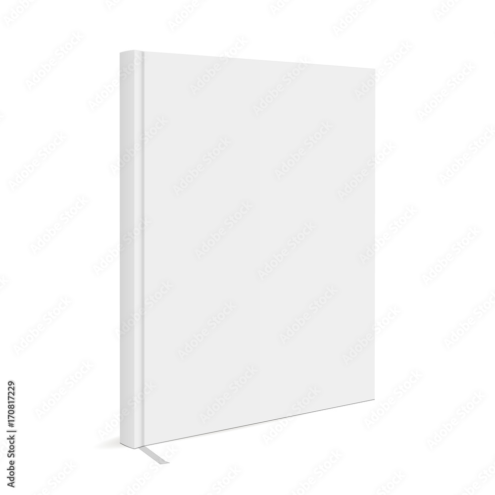Blank book cover with bookmark isolated on white background. Mockup to display your design. Vector illustration Blank book cover with bookmark isolated on white background. Mockup to display your design. Vector illustration