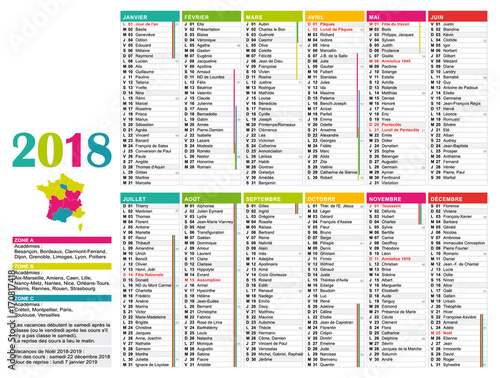 Calendrier annuel professionnel 2018 multicolore II. 