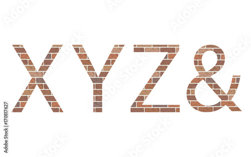 Letters XYZ in bricks, vector