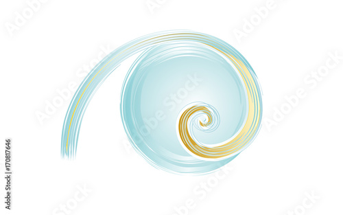 Logo water gold swirl, vector