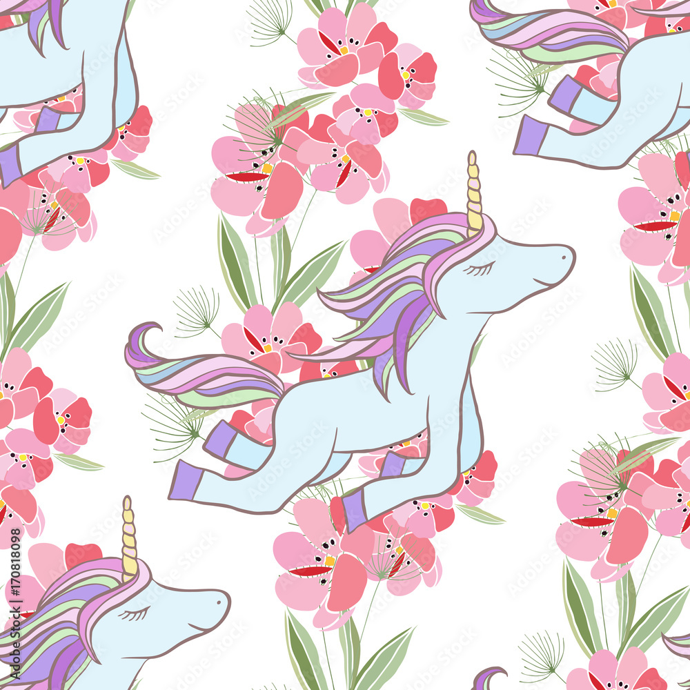 Retro style Illustration with flowers and animal Retro style Illustration with flowers and animal