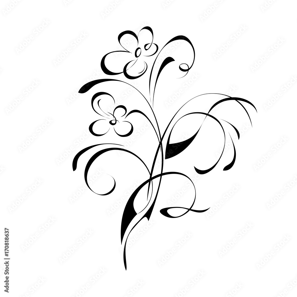 ornament 99. stylized flower in black lines on a white background ornament 99. stylized flower in black lines on a white background