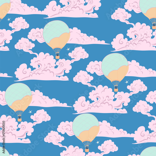 Air balloons in the morning skies.