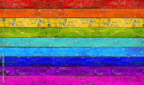 colorful vibrant panorama rainbow wooden planks background texture pattern / holz panorama hintergrund bunt regenbogen farbenfroh vorlage textur photo
