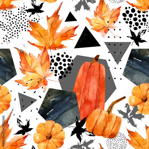 Hand drawn falling leaf, doodle, water color, scribble textures for fall design