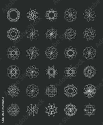 Abstract geometric shapes, futuristic wavy fractal in vector