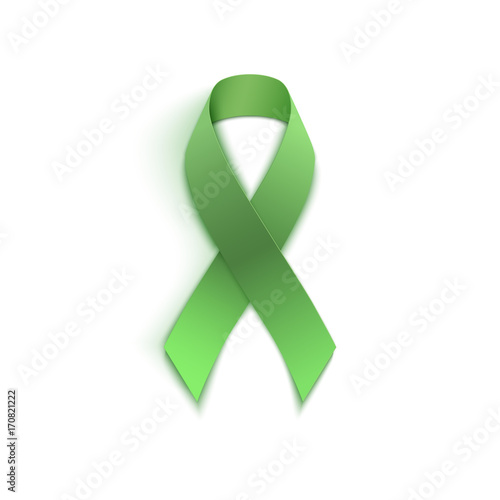 Green ribbon isolated on white.