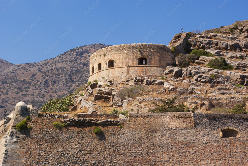 Fortress of the island of Spinalonga. Leprosarium. Crete, Greece.