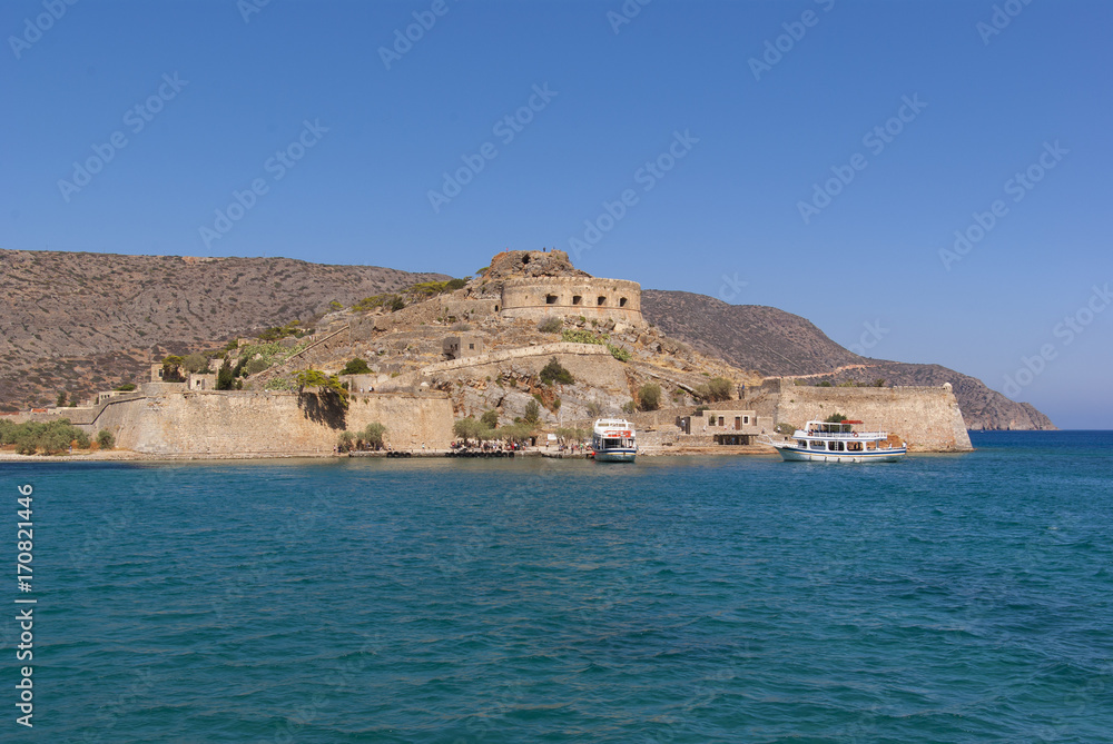 Fortress of the island of Spinalonga. Leprosarium. Crete, Greece.