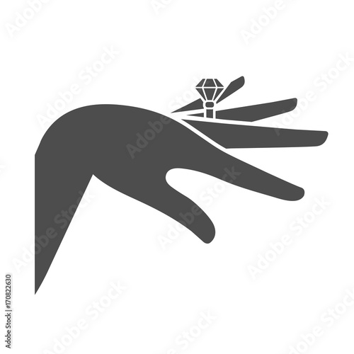 Diamond engagement ring on a woman's finger icon