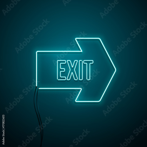Neon arrow sign. Vector illustration.
