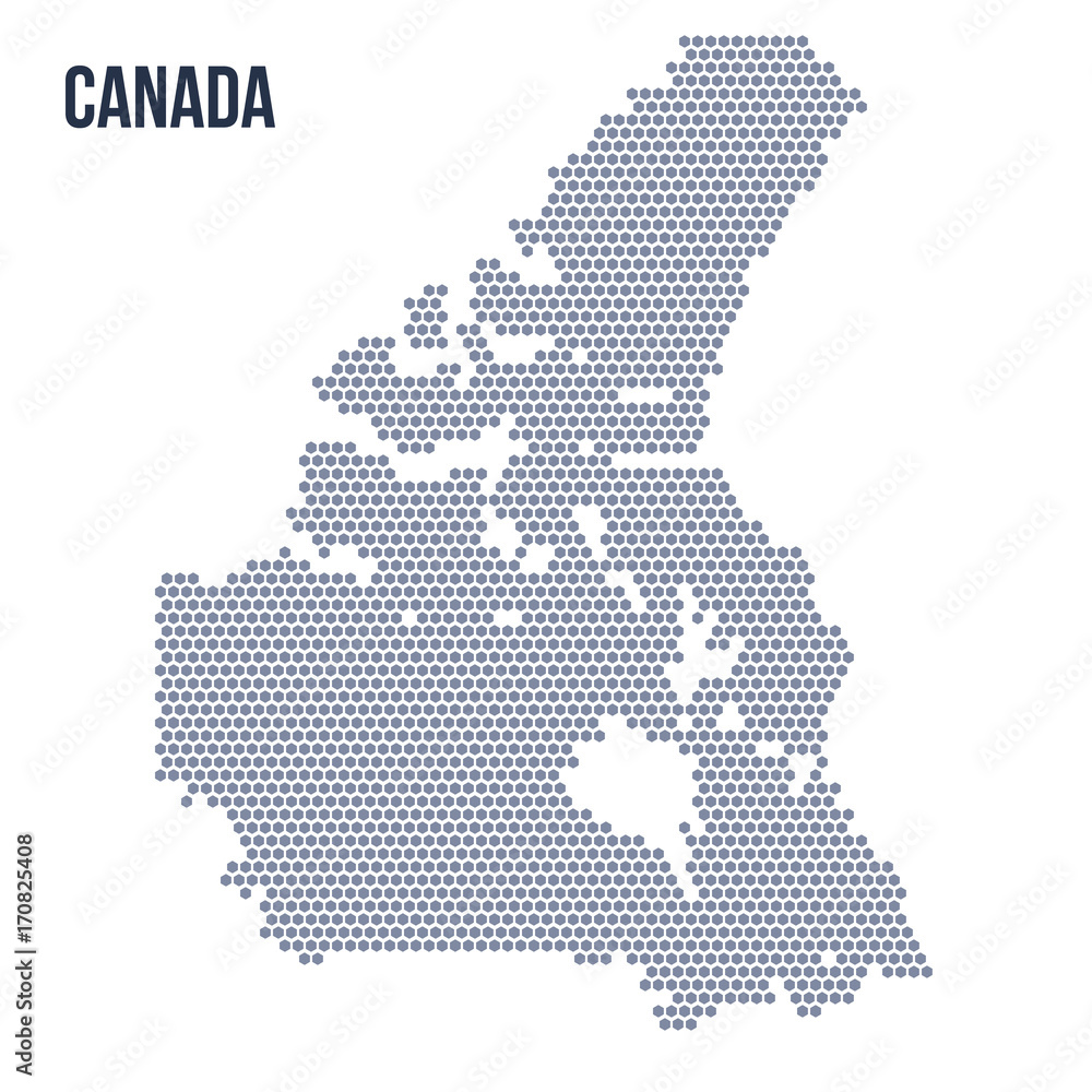 Vector hexagon map of Canada isolated on white background