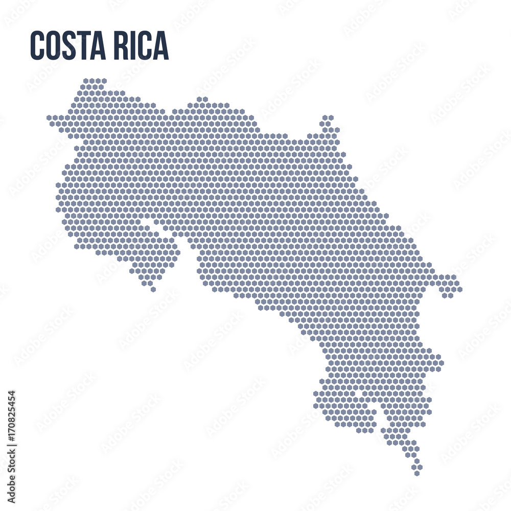 Vector hexagon map of Costa Rica isolated on white background