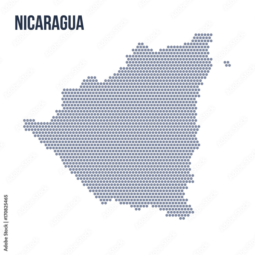 Vector hexagon map of Nicaragua isolated on white background