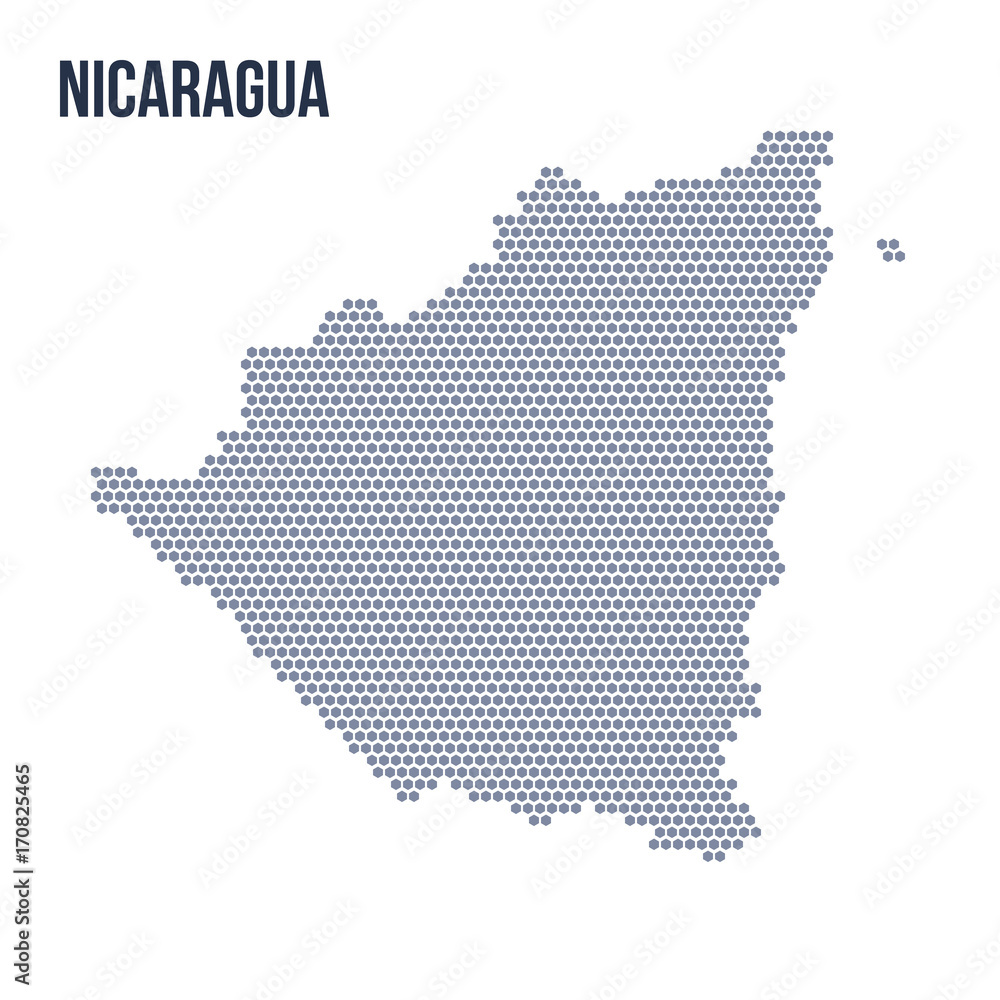 Vector hexagon map of Nicaragua isolated on white background Vector hexagon map of Nicaragua isolated on white background