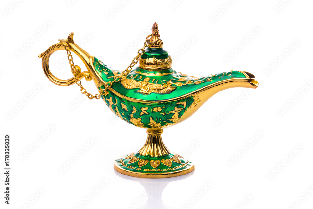 Vintage lamp of Aladdin. Old style oil lamp. Ancient lamp. Genie lamp