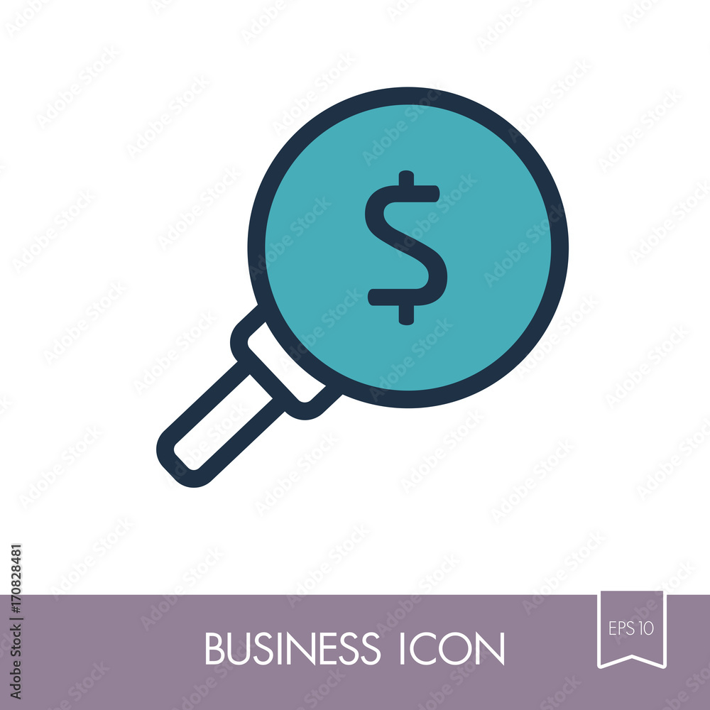 Looking for money. Dollar symbol magnifying glass Looking for money. Dollar symbol magnifying glass