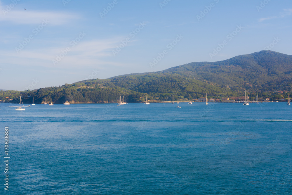 View of the sea and Elba Island