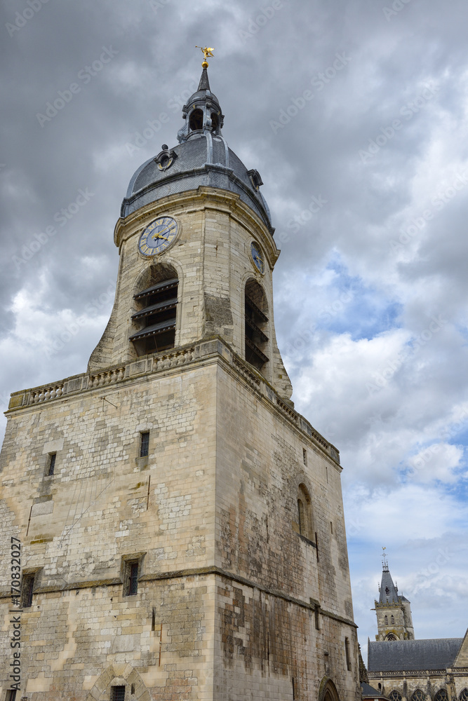 Belfry of Amiens, France, closeup