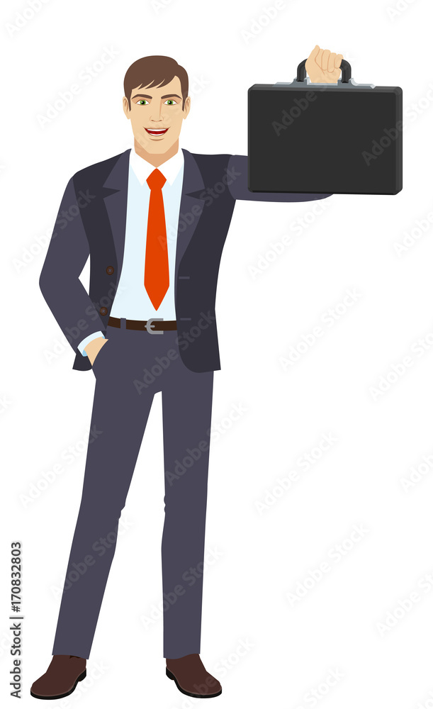 Businessman with hand in pocket holding briefcase Businessman with hand in pocket holding briefcase