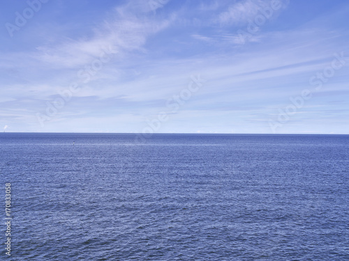 Beautiful view over vast blue sea. Natural background.