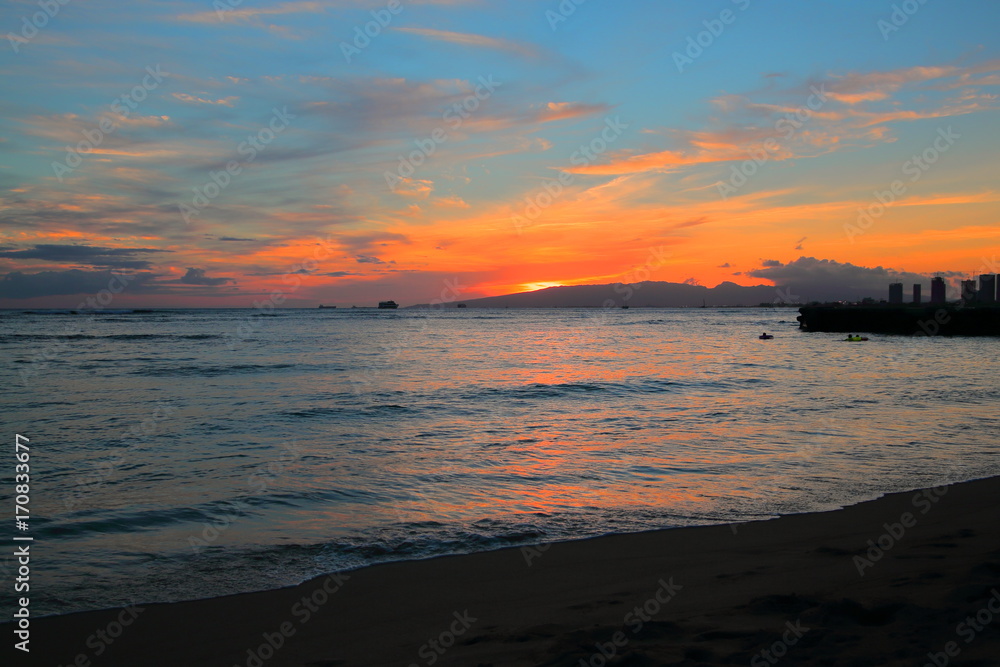 Naklejka premium ハワイの夕焼け