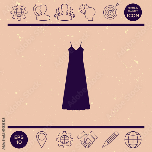 Long Dress, Evening dress, combination or nightie , the silhouette. Menu item in the web design