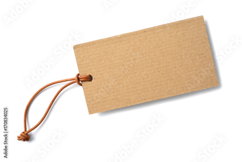 kraft cardboard label with leather cord