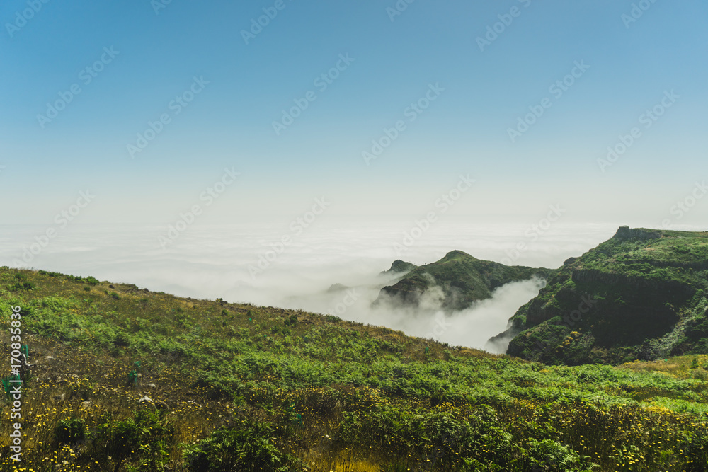 Madeira mountain range with spectacular views of cloud river