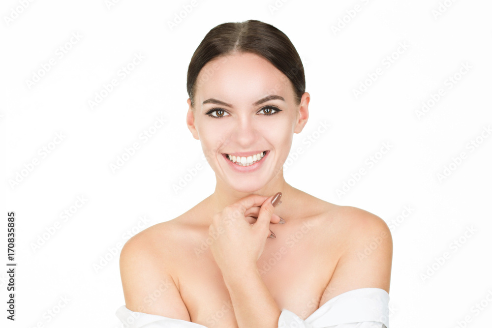 Beautiful smiling woman with clean skin and teeth Beautiful smiling woman with clean skin and teeth