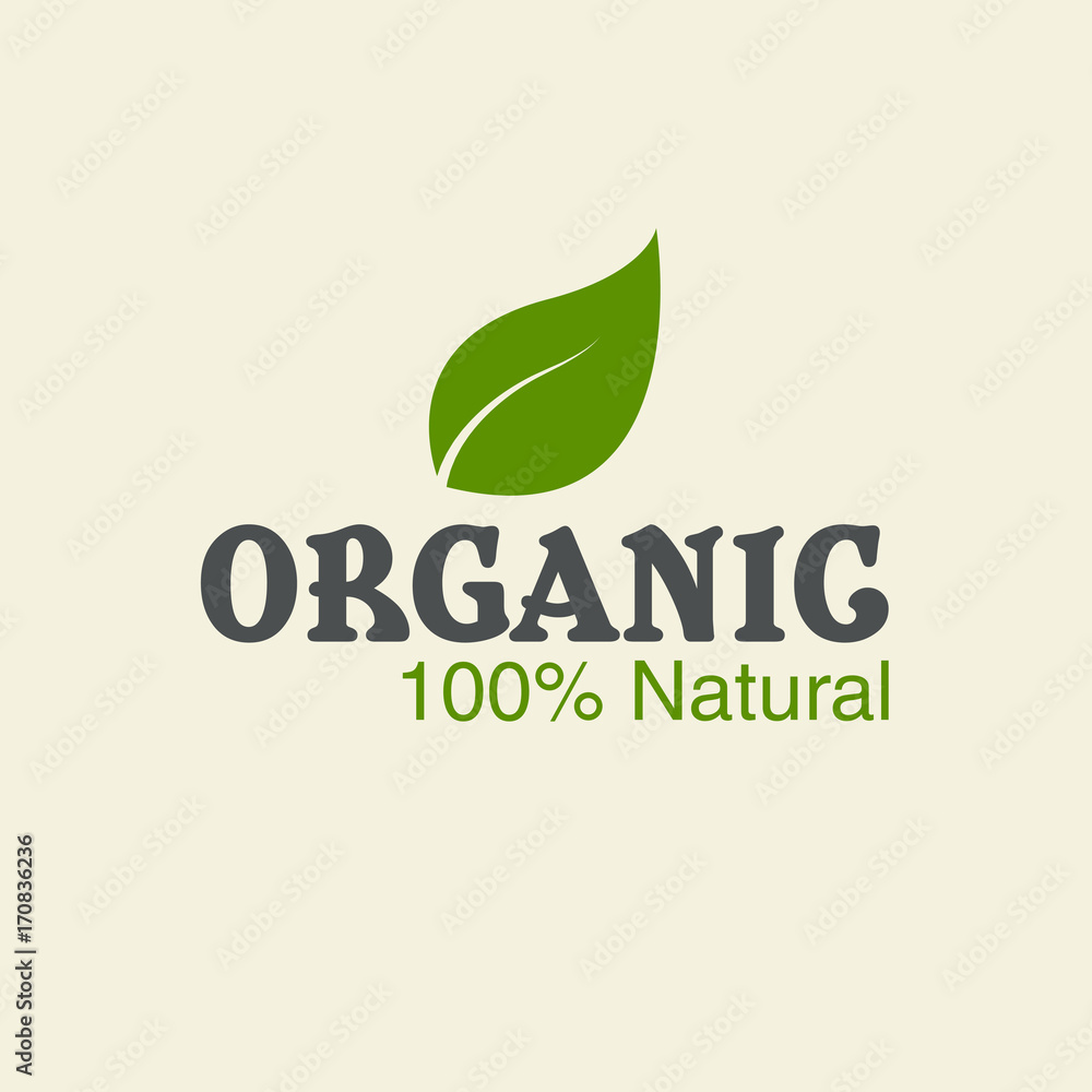 Fototapeta premium 100% organic vector logo design