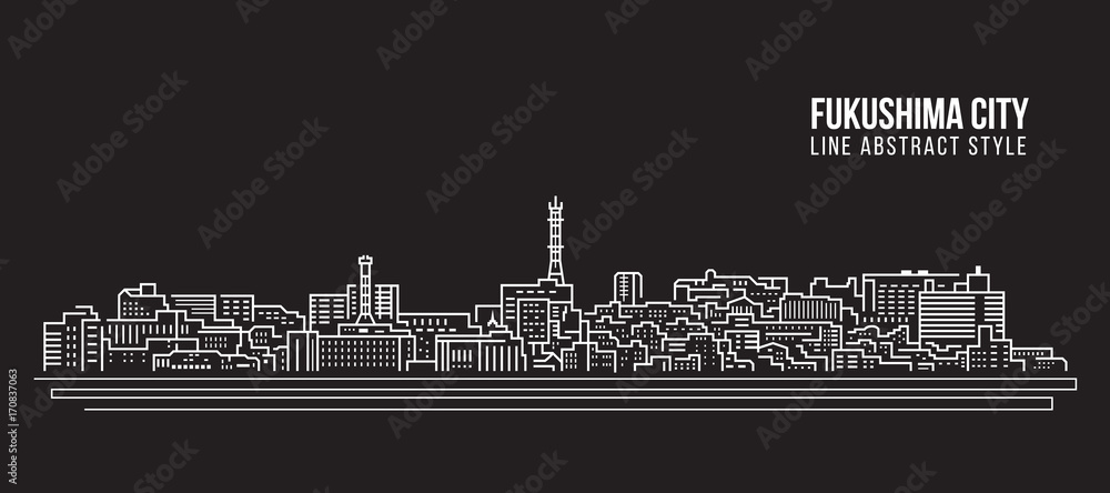 Cityscape Building Line art Vector Illustration design - Fukushima city