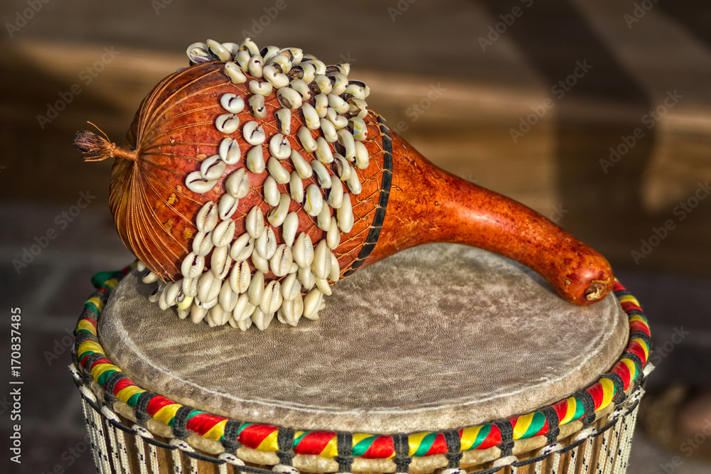 African Ghana Shekere drum Stock Photo Adobe Stock