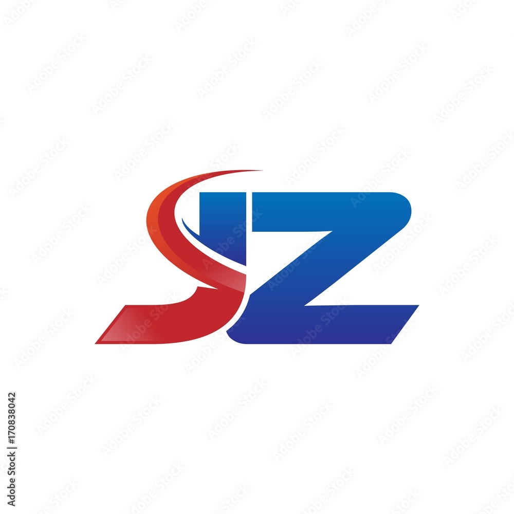 modern vector initial letters logo swoosh jz red blue modern vector initial letters logo swoosh jz red blue