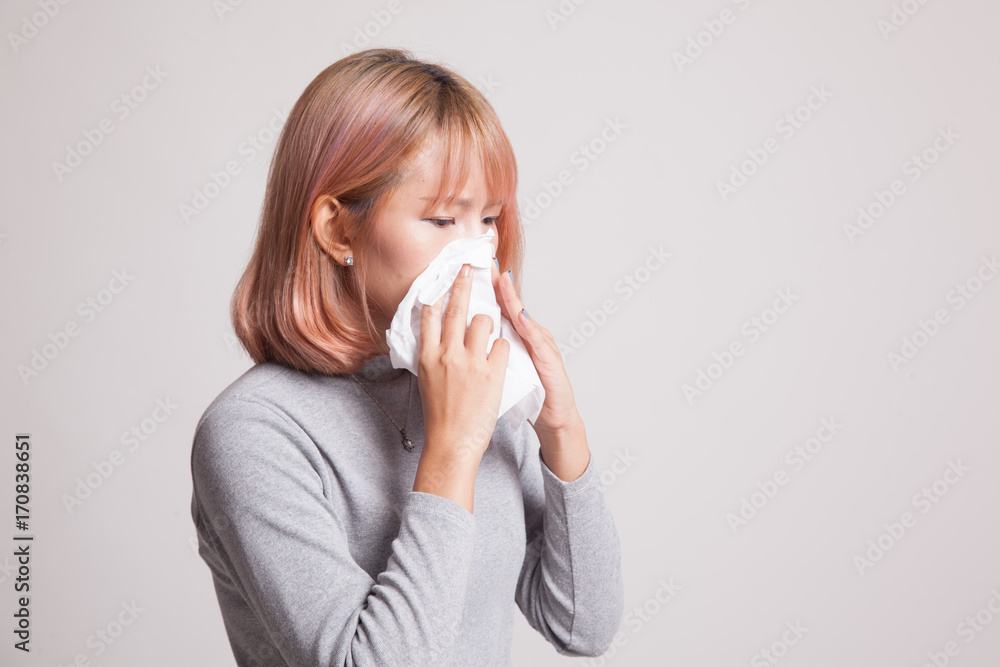 Young Asian woman got sick and flu. Young Asian woman got sick and flu.