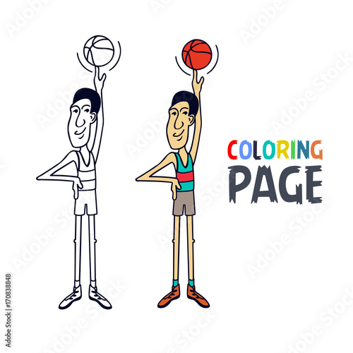 Wallpaper Mural coloring page with basketball player cartoon Torontodigital.ca