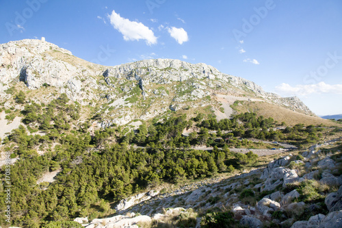 Mountain serpentine on Cap de Formentor - beautiful coast of Majorca, Spain - Europe.