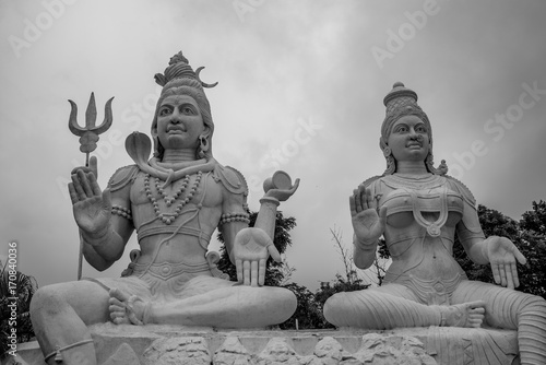 Visakhapatnam India: Shiva Parvathi statues on Kailasagiri hill in Andhra Pradesh state India photo