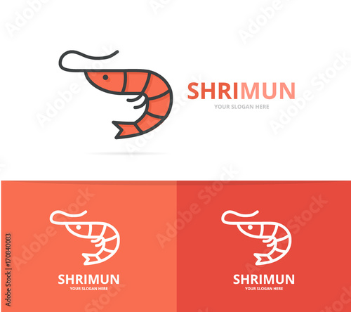 Vector of shrimp and seafood logo design template.