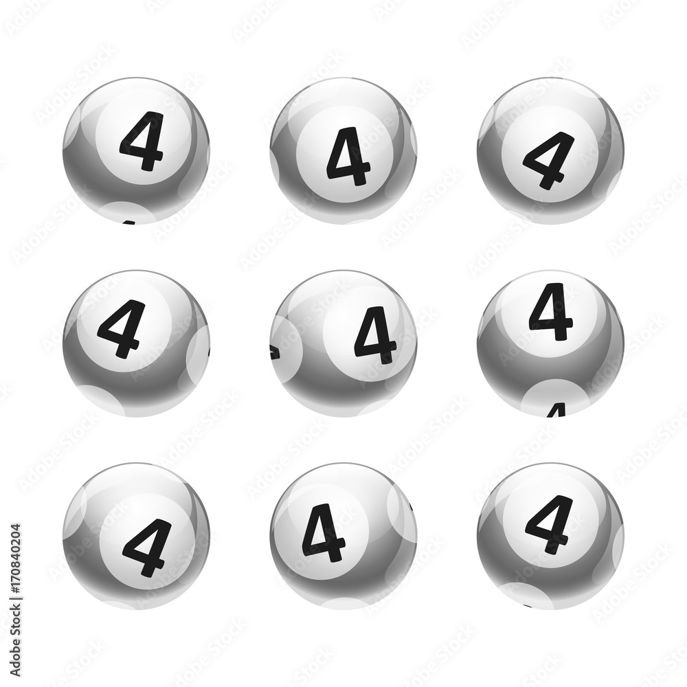 Vector Bingo / Lottery Number Balls Set Isolated on White Background- White Theme- No. 4 Vector Bingo / Lottery Number Balls Set Isolated on White Background- White Theme- No. 4