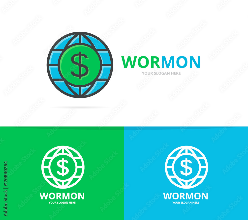 Vector of world and dollar logo combination. Unique globe and bank logotype design template. Vector of world and dollar logo combination. Unique globe and bank logotype design template.