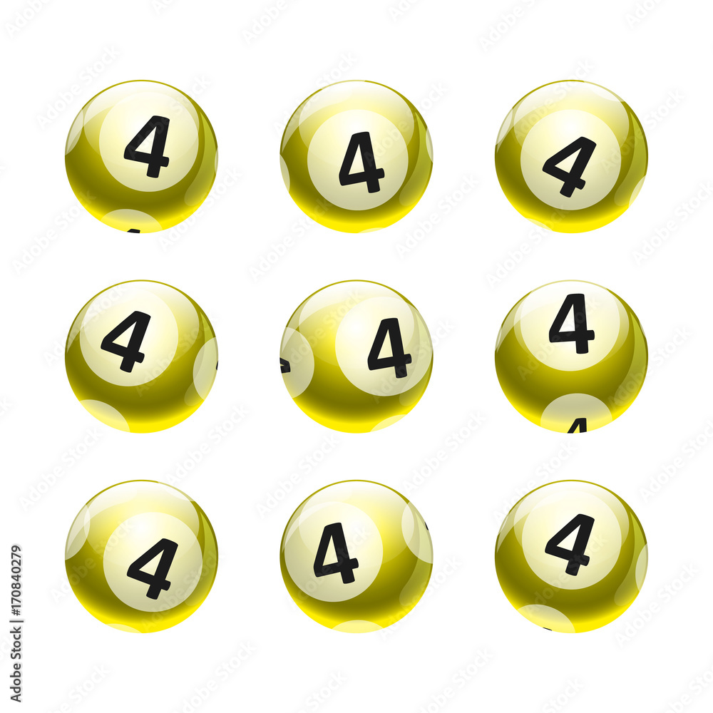 Vector Bingo / Lottery Number Balls Set Isolated on White Background- Gold / Yellow Theme- No. 4 Vector Bingo / Lottery Number Balls Set Isolated on White Background- Gold / Yellow Theme- No. 4